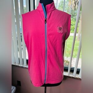 Foot Joy Pink Sleeveless Vest with Blue Zipper Size Medium